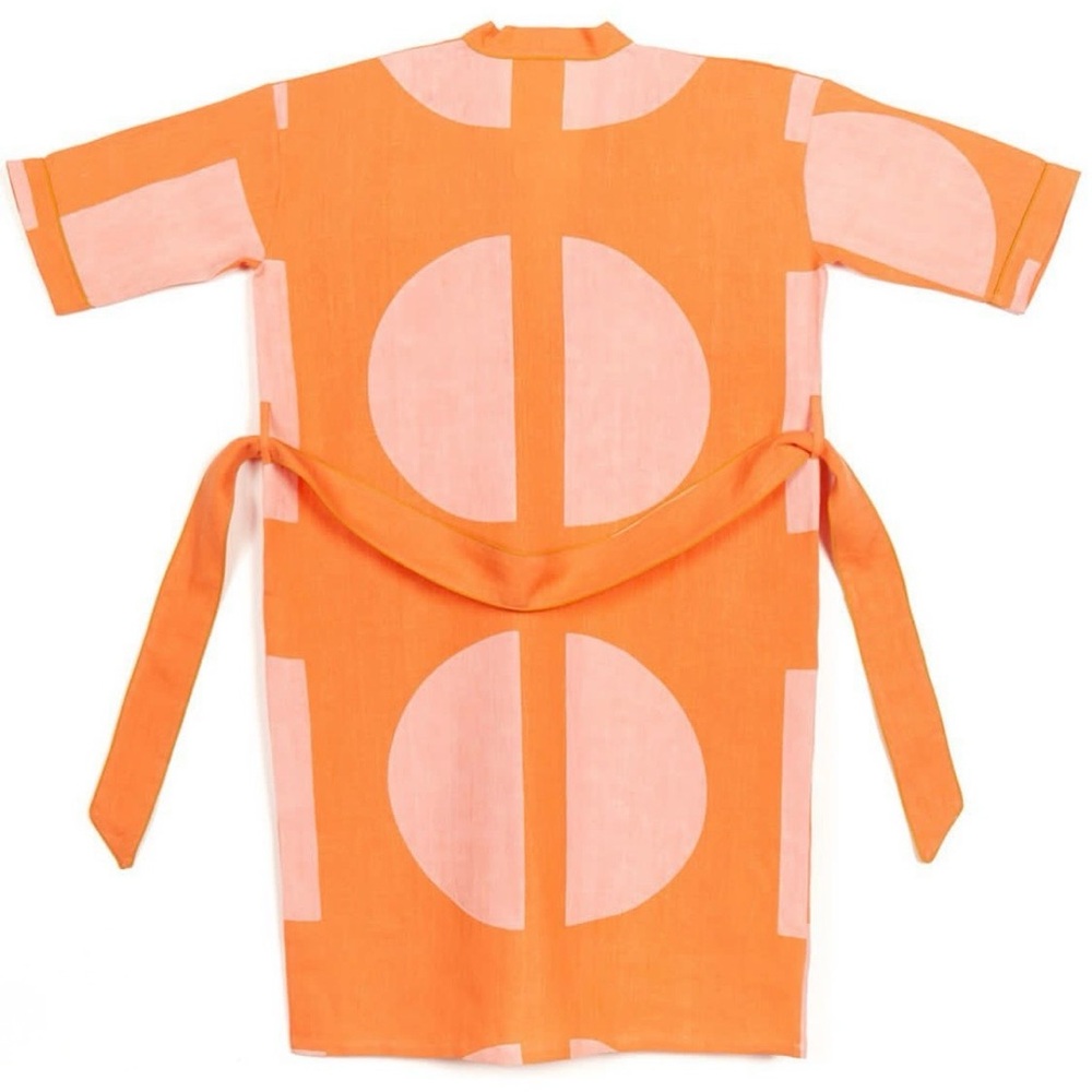 Block Shop Textiles Dot Dash Robe in Apricot XXL-XXXL Petite - Picture 2 of 8